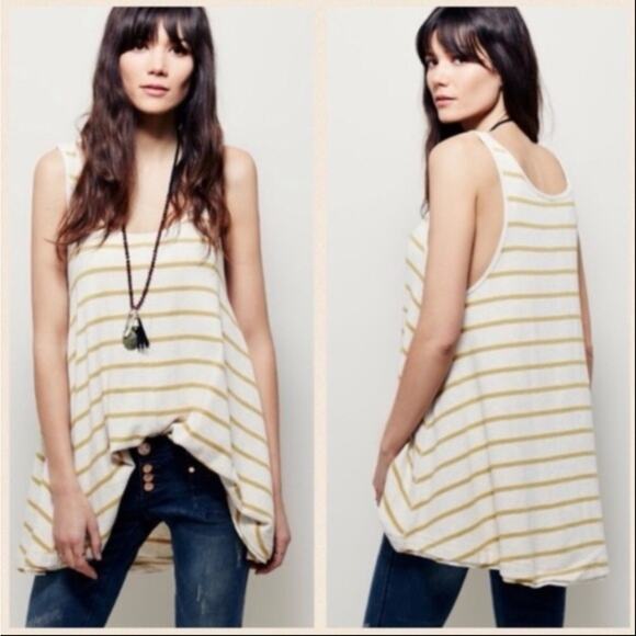 Free People Snow Heath Garden Sleeveless Striped Tunic Top - Picture 1 of 11